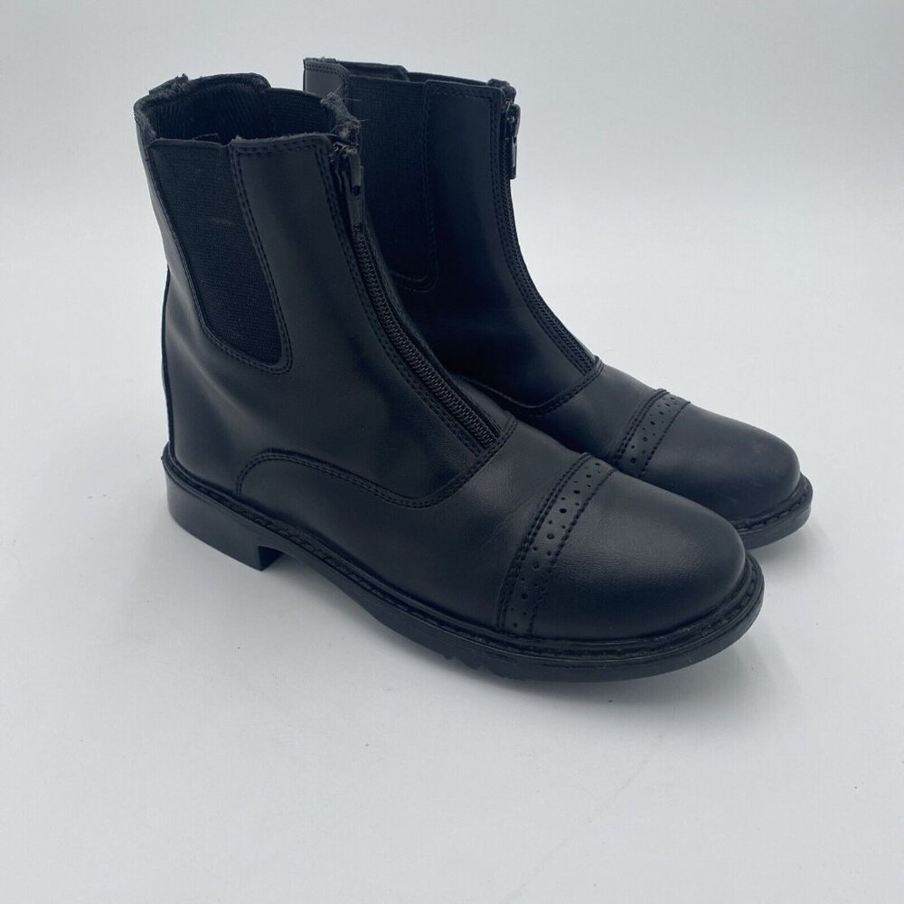 TuffRider Black Leather Equestrian Paddock Riding Boots Women's Size 7 Zip Front